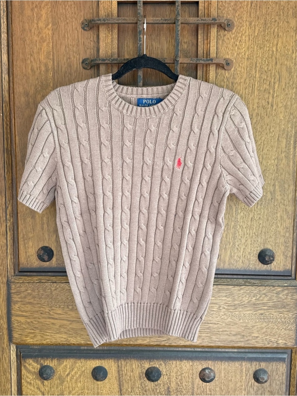 Polo by Ralph Lauren Chocolate Short-Sleeve Cable Knit Sweater Size S